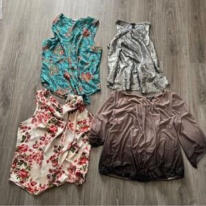 Maurices Teal Floral Sleeveless Camisole & Mixed Tops Lot of 4
